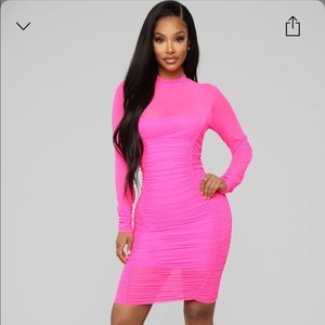 Fashion Nova Hot Pink Midi Dress